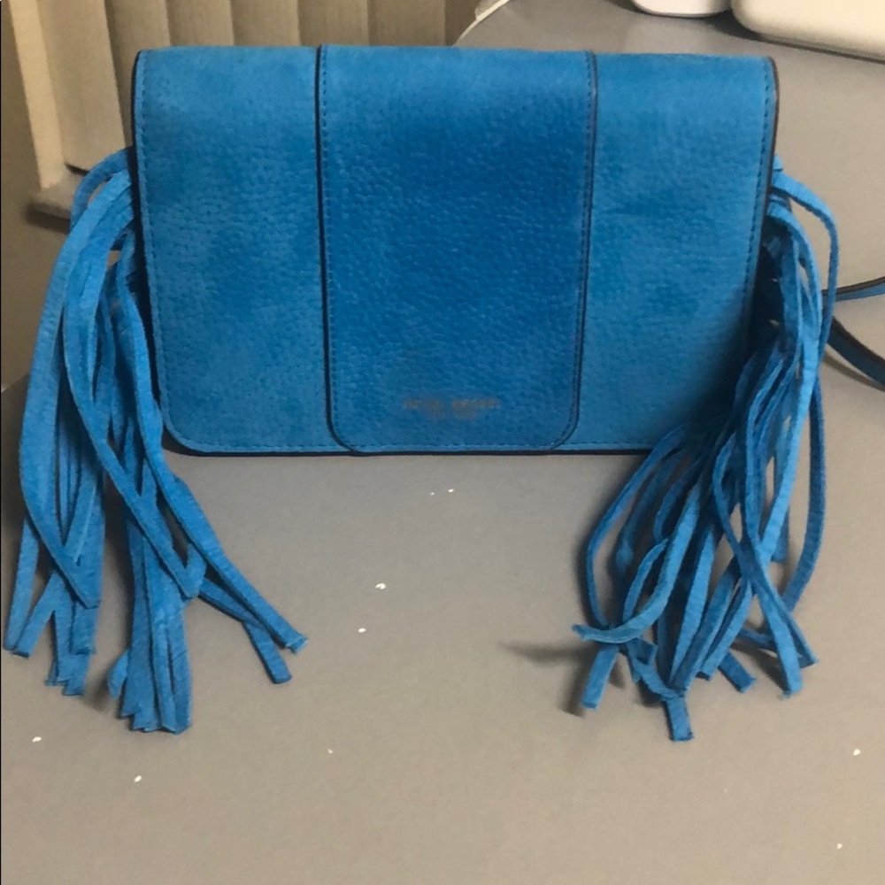 Authentic BRAND NEW Henri Bendel Blue Fringe Crossbody